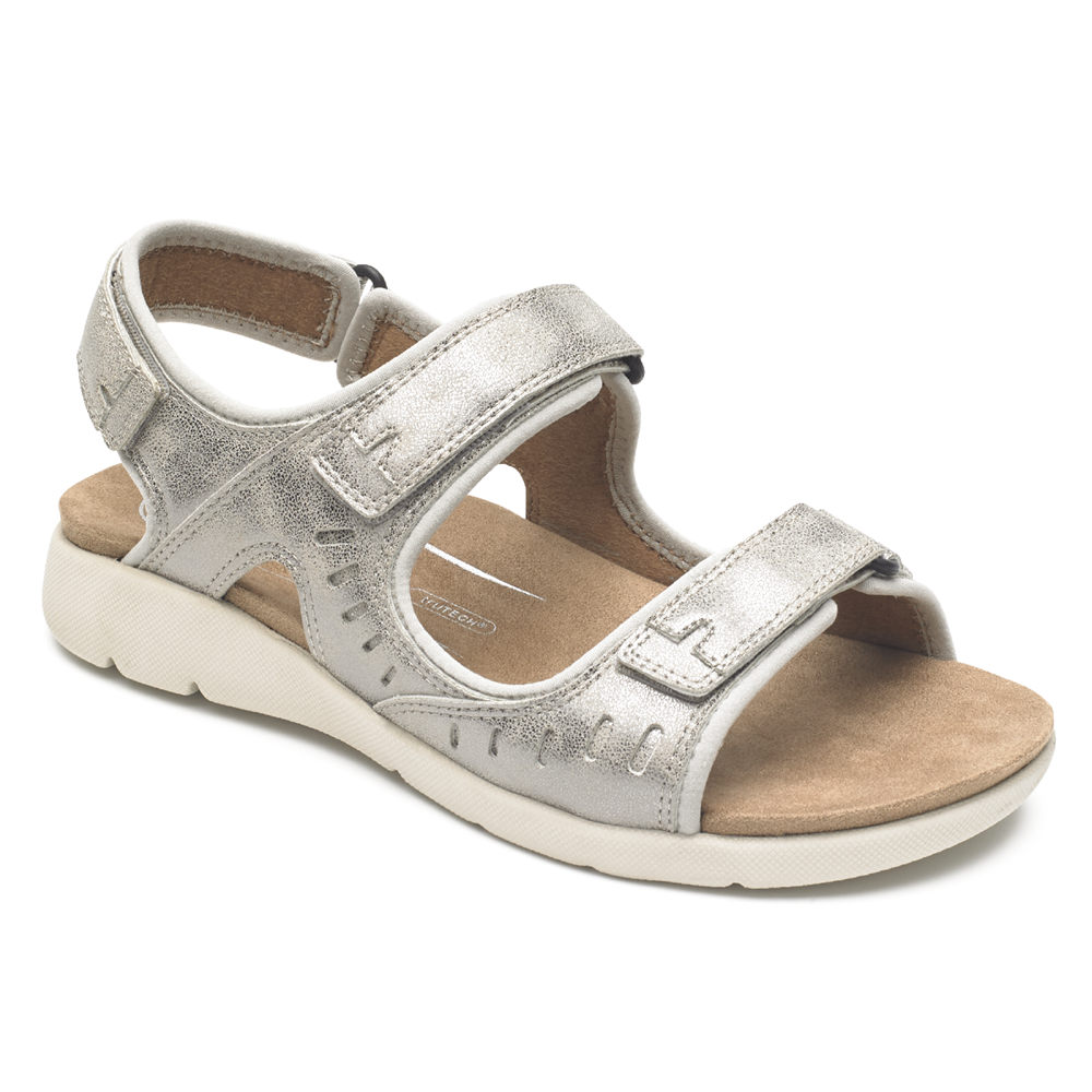 Rockport Sandaler Dam Silver - Eileen Comfort - XVWGS2178